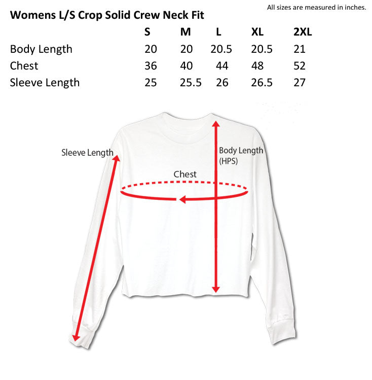 Womens Long Sleeve Crop Tee Size Chart ...